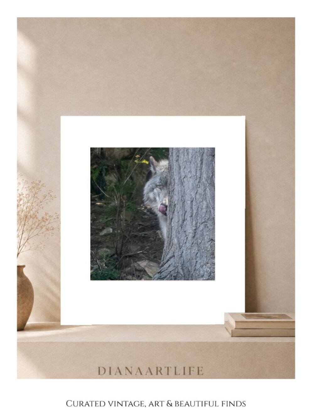 PRINT of wolf photograph 8x8 matted to 12" x 12" My Photo Your Frame!